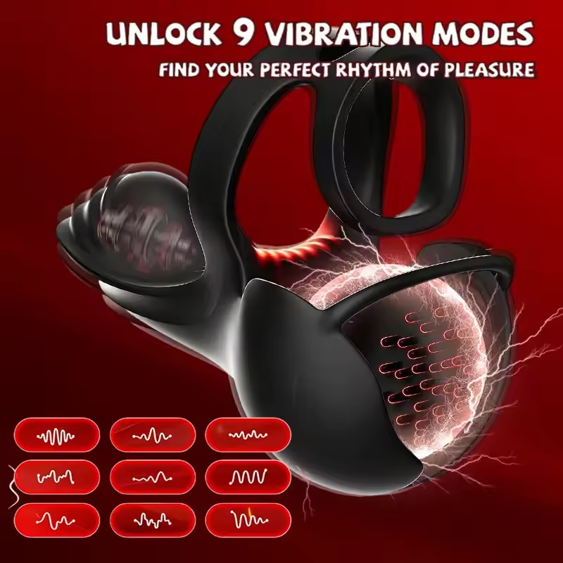 360° Hoden Vollabdeckungsstimulator Penistrainer Cock Ring mit 9 Vibrations & Heizmodi