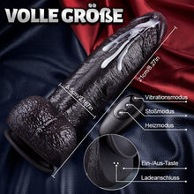 Load image into Gallery viewer, Kronos - 8,27'' Dicker schwarzer Stoß-Dildo mit Heizfunktion und intensiver Fülle für tiefes Dehnungsgefühl