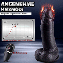 Load image into Gallery viewer, Kronos - 8,27'' Dicker schwarzer Stoß-Dildo mit Heizfunktion und intensiver Fülle für tiefes Dehnungsgefühl
