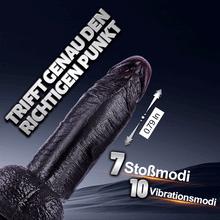 Load image into Gallery viewer, Kronos - 8,27'' Dicker schwarzer Stoß-Dildo mit Heizfunktion und intensiver Fülle für tiefes Dehnungsgefühl