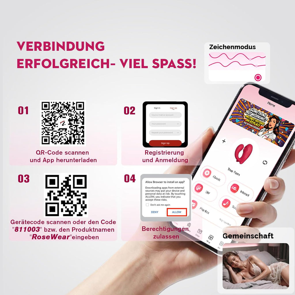 Sex Spielzeug für die Paare Frau Männer, Rose Mini G Punkt Vibration für Frauen, Vibratorensets für Frauen Klitoris mit Fernbedienung Leise, Vibrator App, BDSM Erotisches Sexspielzeug Spiele