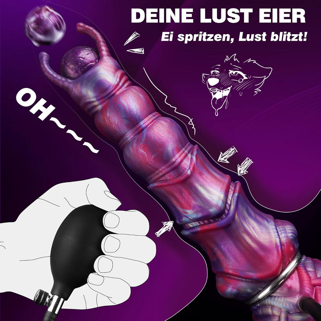 27cm Monster Ovipositor XXL Dildo mit 4 Silikoneiern Alien Dragon Dildo | Fantasy Knot Dildo groß Anal Plug, Analdildos BDSM Analspielzeug Dildoschwanz für Männer Frauen Paare Gay